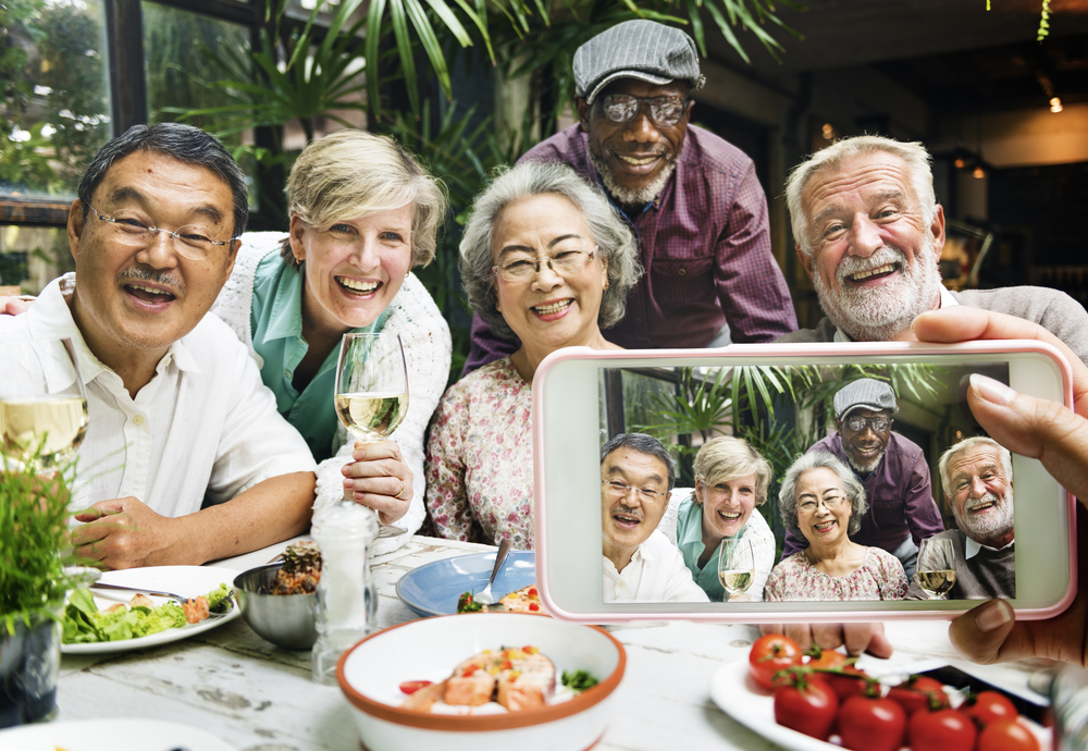 older adults gathering friends