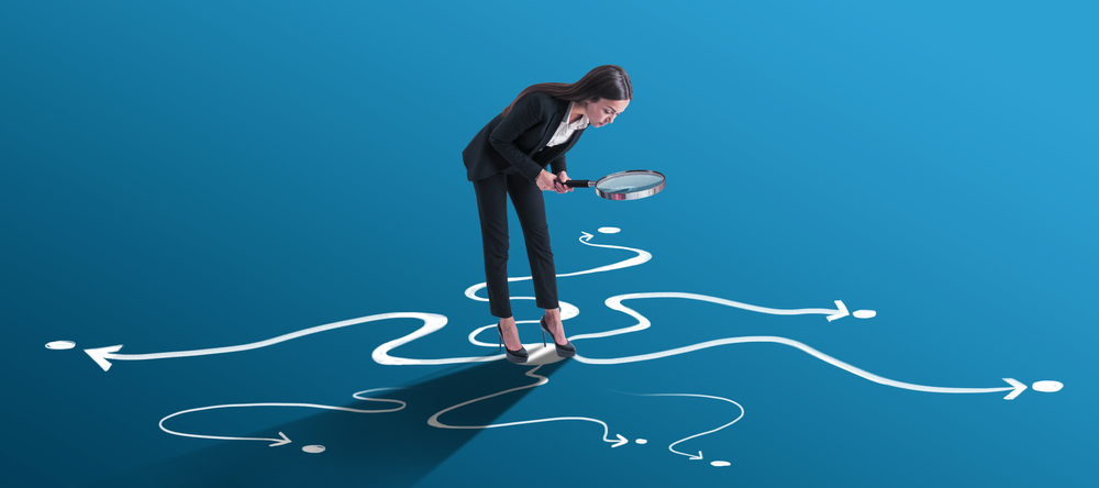Choice,And,Find,Your,Way,Concept,With,Businesswoman,Looking,Through