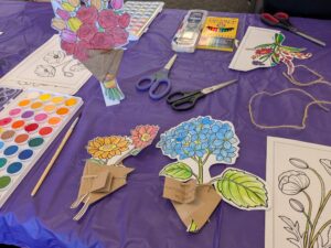 watercolor and coloring flower bouquet